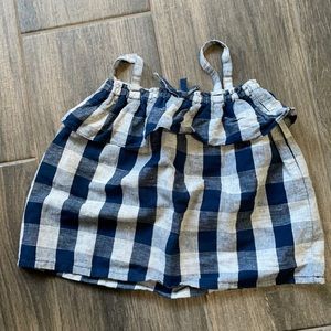 Navy and white plaid 3T top